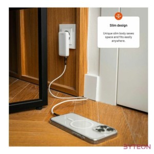 FIXED Slim Traveller 2xUSB-C utazási töltő világadapter GaN 45W, fehér
