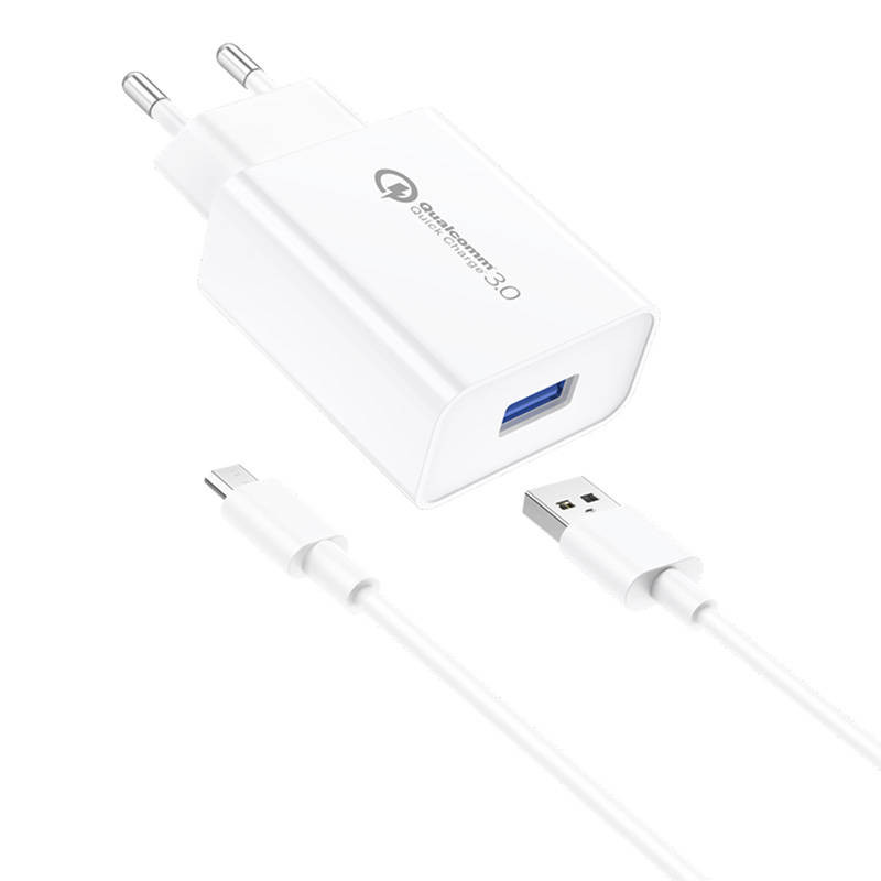 Wall Charger Foneng EU13  + USB to Micro USB Cable, 3A (White)