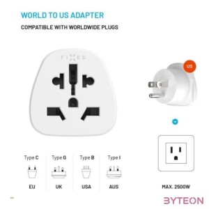 FIXED USA adapter, fehér