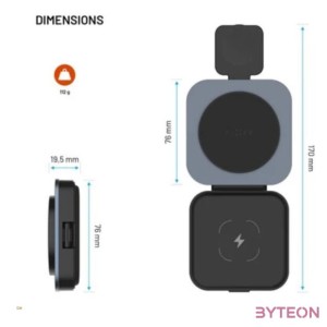 FIXED MagFlex vezeték nélküli töltő, 3 eszköz egyidejű töltése, MagSafe támogatás, szürke