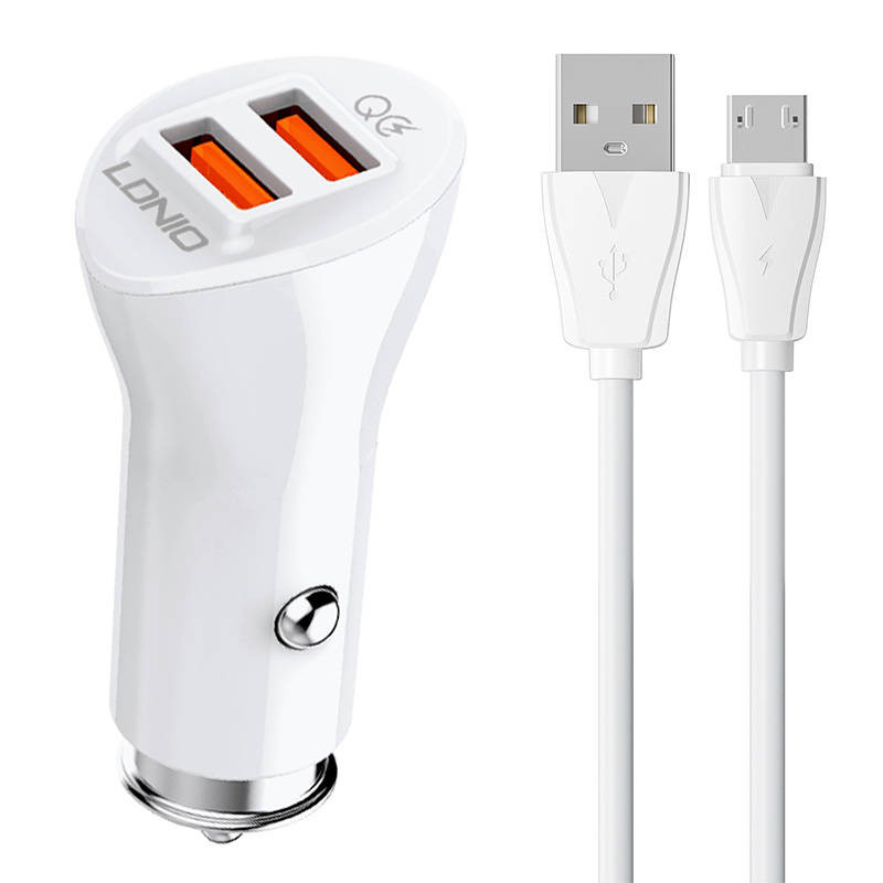 LDNIO C511Q 2USB Car charger + MicroUSB cable