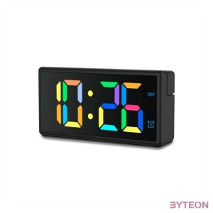 Hama Ibiza Digital Alarm Clock Multi-Colour Display with USB Charging Function Black