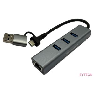 USB--UTP 10,100,1000 átalakító (USB 3.2) hub LC Power LC-HUB-C-MULTI-9