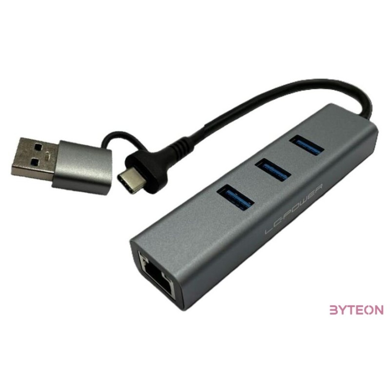 USB--UTP 10,100,1000 átalakító (USB 3.2) hub LC Power LC-HUB-C-MULTI-9