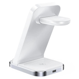 Inductive charger 3in1 Qi with stand Acefast E15 15W (white)