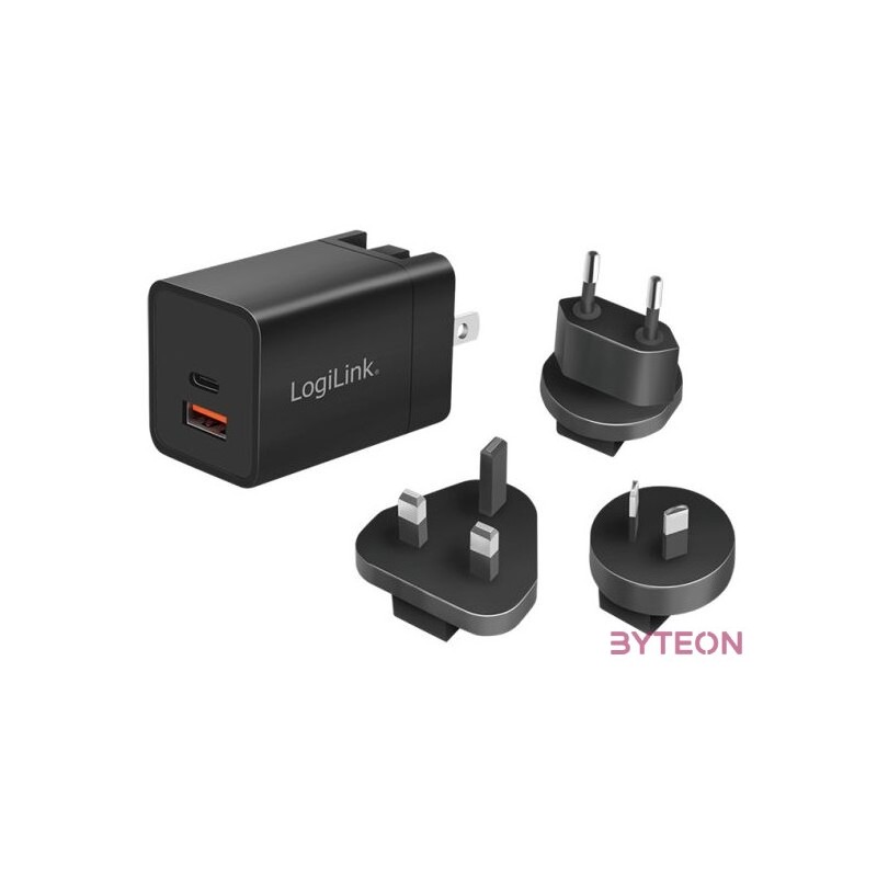 Hálózati töltő 1xUSB  1xUSB-C aljzattal LogiLink 30W GaN PA0301