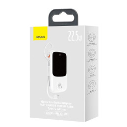 Powerbank Baseus Qpow PRO with cable, 10000mAh, 22.5W (White)