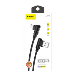 Angled USB cable for Lightning Foneng X70, 3A, 1m (black)