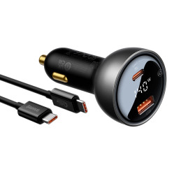 Car charger Baseus Superme, USB, USB-C, 140W (black)