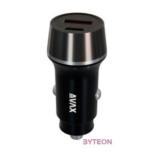 CHG AVAX CC304B CARLY USB-C (PD3.0)USB-A (QC) 38W autós töltő, fekete