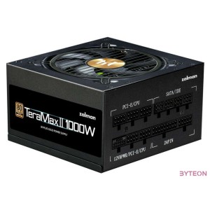 TÁP Zalman 1000W - TeraMax2 - ZM1000-TMX2 - 80 Gold ATX3.0 - GEN5.0 - Fekete Tápegység