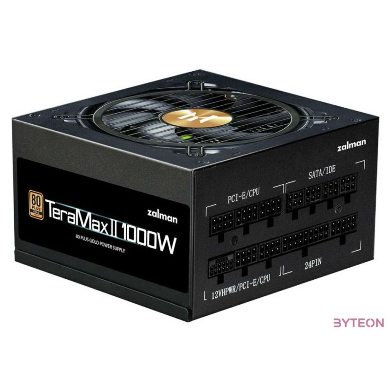 TÁP Zalman 1000W - TeraMax2 - ZM1000-TMX2 - 80 Gold ATX3.0 - GEN5.0 - Fekete Tápegység