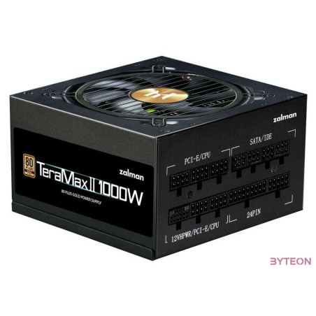 TÁP Zalman 1000W - TeraMax2 - ZM1000-TMX2 - 80 Gold ATX3.0 - GEN5.0 - Fekete Tápegység