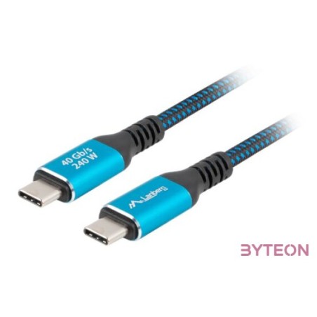 Lanberg USB-C (M,M) 4.0 kábel 1 m, 240W 8K 60 Hz, fekete-kék