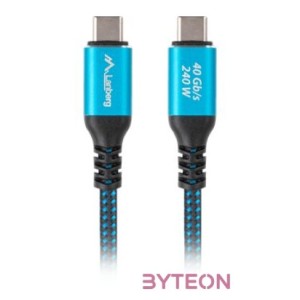 Lanberg USB-C (M,M) 4.0 kábel 1 m, 240W 8K 60 Hz, fekete-kék