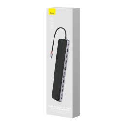 Baseus EliteJoy Gen2 12 az 1-ben HUB, USB-C + 2xHDMI + 3xUSB 3.0 + PD + DP + SD/TF + RJ45 + USB-C + 3.5mm (sötétszürke)