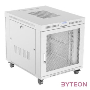 Lanberg 19 szabadon álló rack szekrény 15U,800X1000 perforált ajtó, lapraszerelt, LCD kijelző, szürke