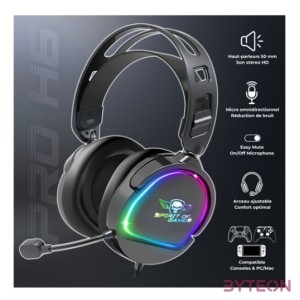 Spirit of Gamer PRO-H6 RGB Black mikrofonos fejhallgató