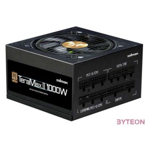 TÁP Zalman 1000W - TeraMax2 - ZM1000-TMX2 - 80 Gold ATX3.0 - GEN5.0 - Fekete Tápegység