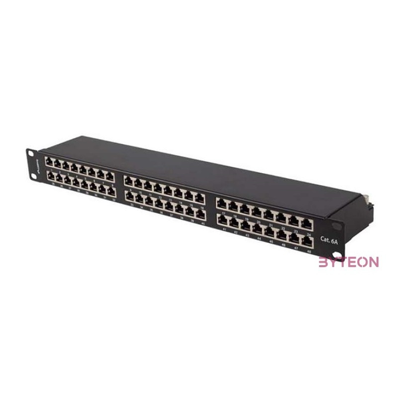 Lanberg Patch panel 48 port 1U 19 CAT.6a FTP, árnyékolt, fekete