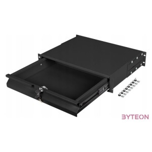 Lanberg 19 fiók 2U,483x360mm 90kg maximum terhelhetőség, 4-pontos szerelés, fekete