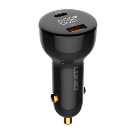 LDNIO C101 Car Charger, USB + USB-C, 100W + USB-C to USB-C Cable (Black)