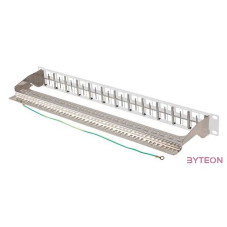 Lanberg Üres patch panel 48 port 1U 19 FTP, árnyékolt, tehermentesítővel, szürke