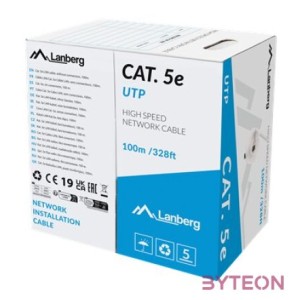 Lanberg Cat.5e U,UTP réz fali kábel 100m, AWG24, PVC, 100Mhz, Eca, szürke, CPR