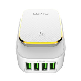 LDNIO A4405 4USB, LED lamp Wall charger + USB-C Cable