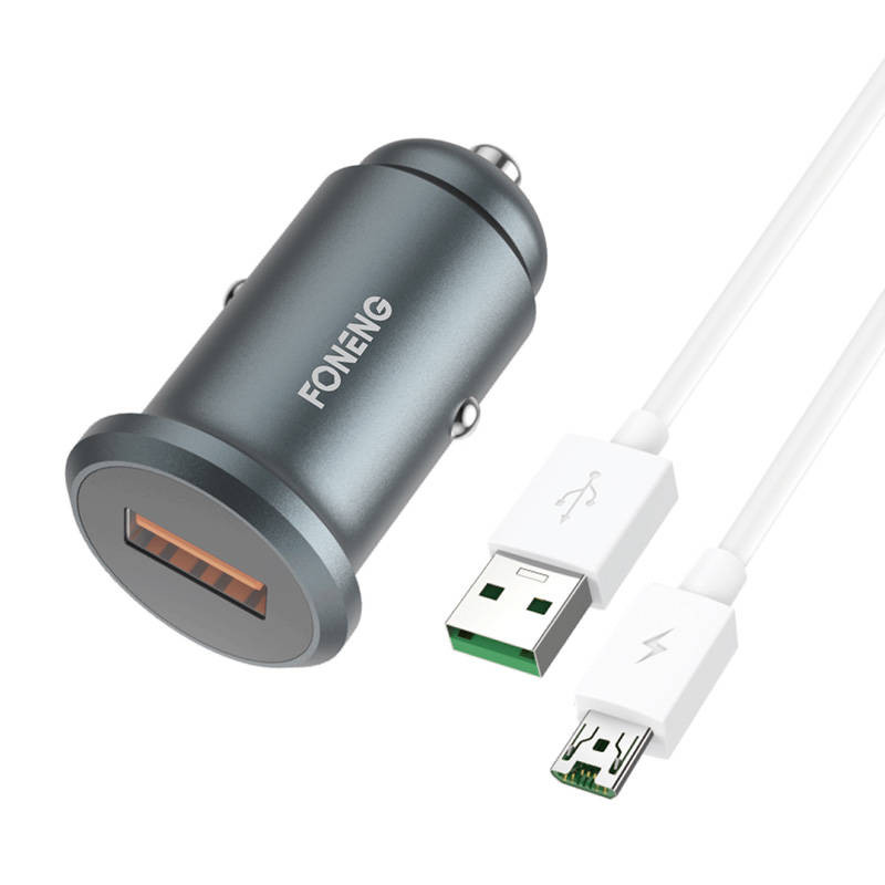 Mini car GSM charger kit Foneng C15 4A micro USB (metal)