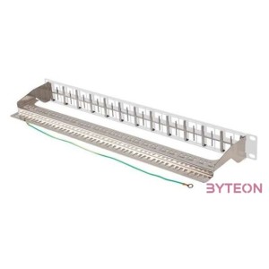 Lanberg Üres patch panel 48 port 1U 19 FTP, árnyékolt, tehermentesítővel, szürke