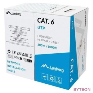 Lanberg Cat.6 U,UTP rézzel bevont (CCA)  fali kábel, 305m, AWG 23, 250Mhz, Fca, szürke