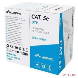 Lanberg Cat.5e U,UTP réz fali kábel 100m, AWG24, PVC, 100Mhz, Eca, szürke, CPR