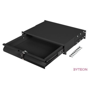 Lanberg 19 fiók 2U,483x360mm 90kg maximum terhelhetőség, 4-pontos szerelés, fekete