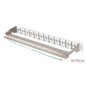 Lanberg Üres patch panel 48 port 1U 19 FTP, árnyékolt, tehermentesítővel, szürke