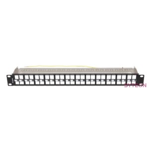 Lanberg Üres patch panel 48 port 1U 19 FTP, árnyékolt, tehermentesítővel, fekete