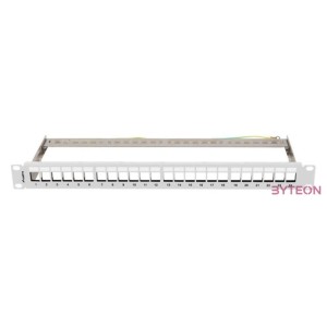 Lanberg Üres patch panel 24 port 1U 19 FTP, árnyékolt, tehermentesítővel, szürke