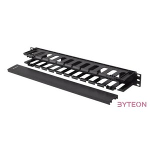 Lanberg 19 1U műanyag kábelrendező levehető fedéllel, átvezető nyílással, fekete