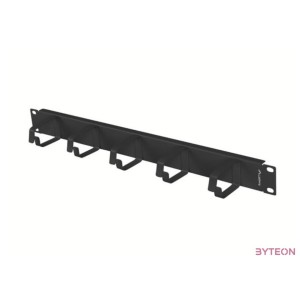 Lanberg 19 1U gyűrűs kábelrendező panel, 5 fém gyűrű, fekete