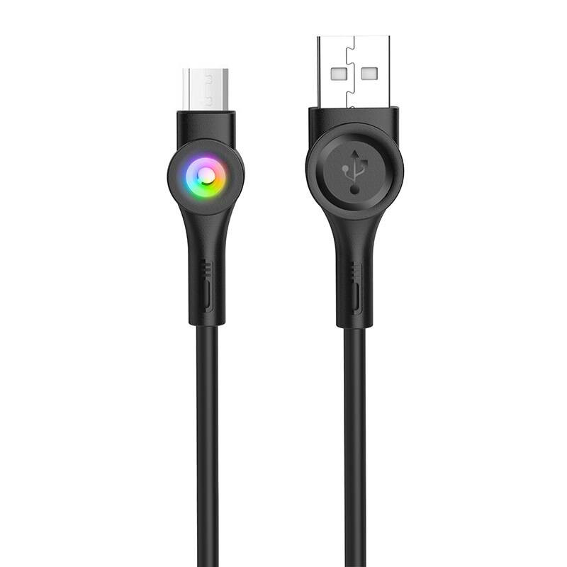 Foneng X59 USB to Micro USB cable, LED, 3A, 1m (black)