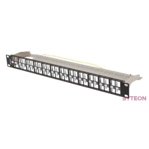 Lanberg Üres patch panel 48 port 1U 19 FTP, árnyékolt, tehermentesítővel, fekete