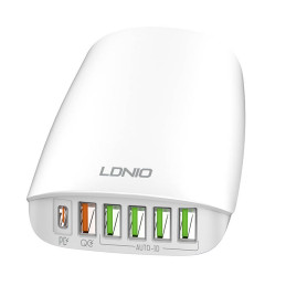 LDNIO A6573C EU 5USB, USB-C 65W Wall charger + Power cord