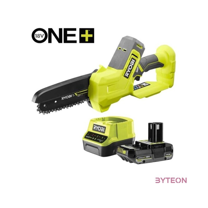Ryobi 18V One Plus 15cm-es mini láncfűrész, 1x 2,0Ah akkumulátor, töltő - RY18PS15A-120