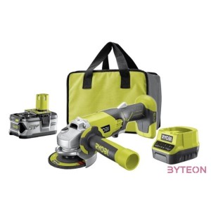 Ryobi 18V One Plus 115mm-es sarokcsiszoló, 1x 4,0Ah akkumulátor, töltő - R18AG-140S
