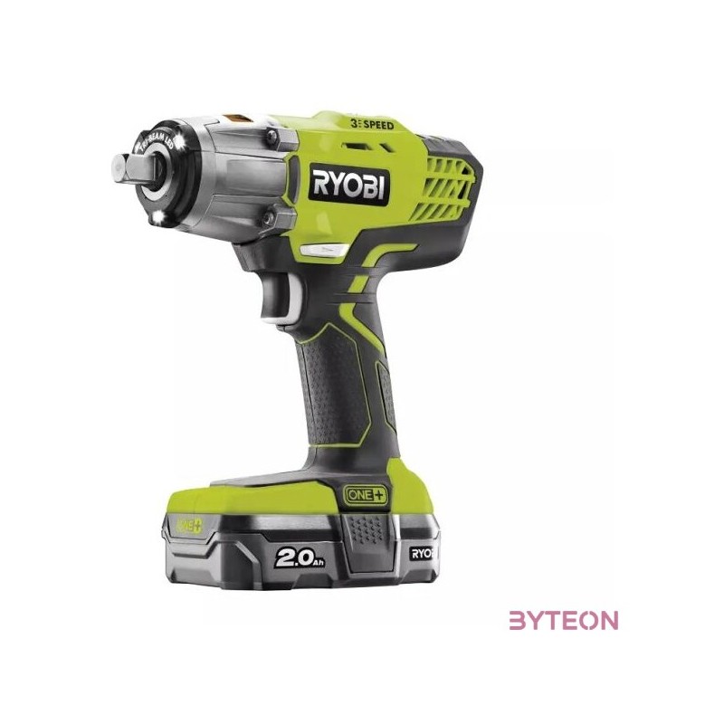 Ryobi 18V One Plus három sebességes 1,2 ütvecsavarozó, 1x 2,0Ah akkumulátor, töltő - R18IW3-120S