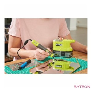 Ryobi 18V One Plus magasfordulatszámú mikrógép, 15x tartozék, akkumulátor és töltő nélkül - RRT18-0