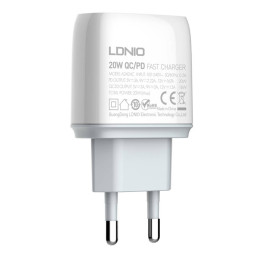 LDNIO A2424C USB, USB-C 20W Wall charger + Lightning Cable