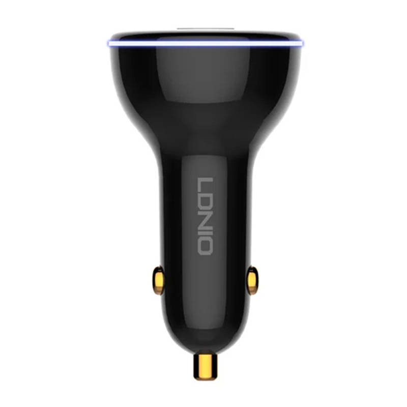 LDNIO C102 Car Charger, USB + 2x USB-C, 160W + USB-C to USB-C Cable (Black)