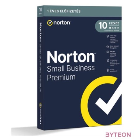 SW Norton Small Business Premium 2.0 - 21463599 - 500GB HU 1 felhasználó, 10 eszköz , 1 év, dobozos