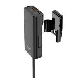 Budi 105W Car Charger, USB + USB-C, PD + QC 3.0 (Black)